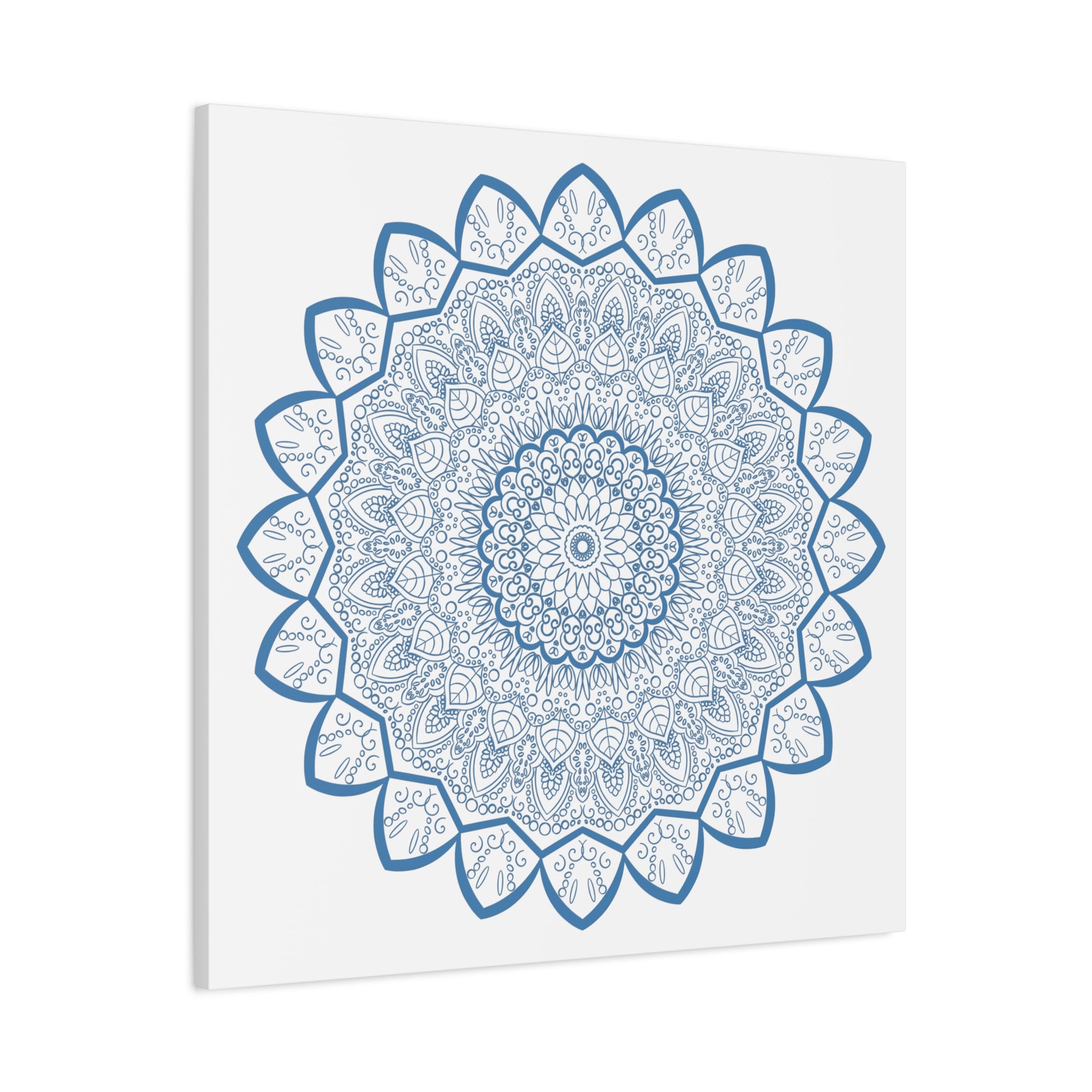 Handmade Mandala Art Steel Blue Matte Canvas Wall Art Stretched 125 Inch