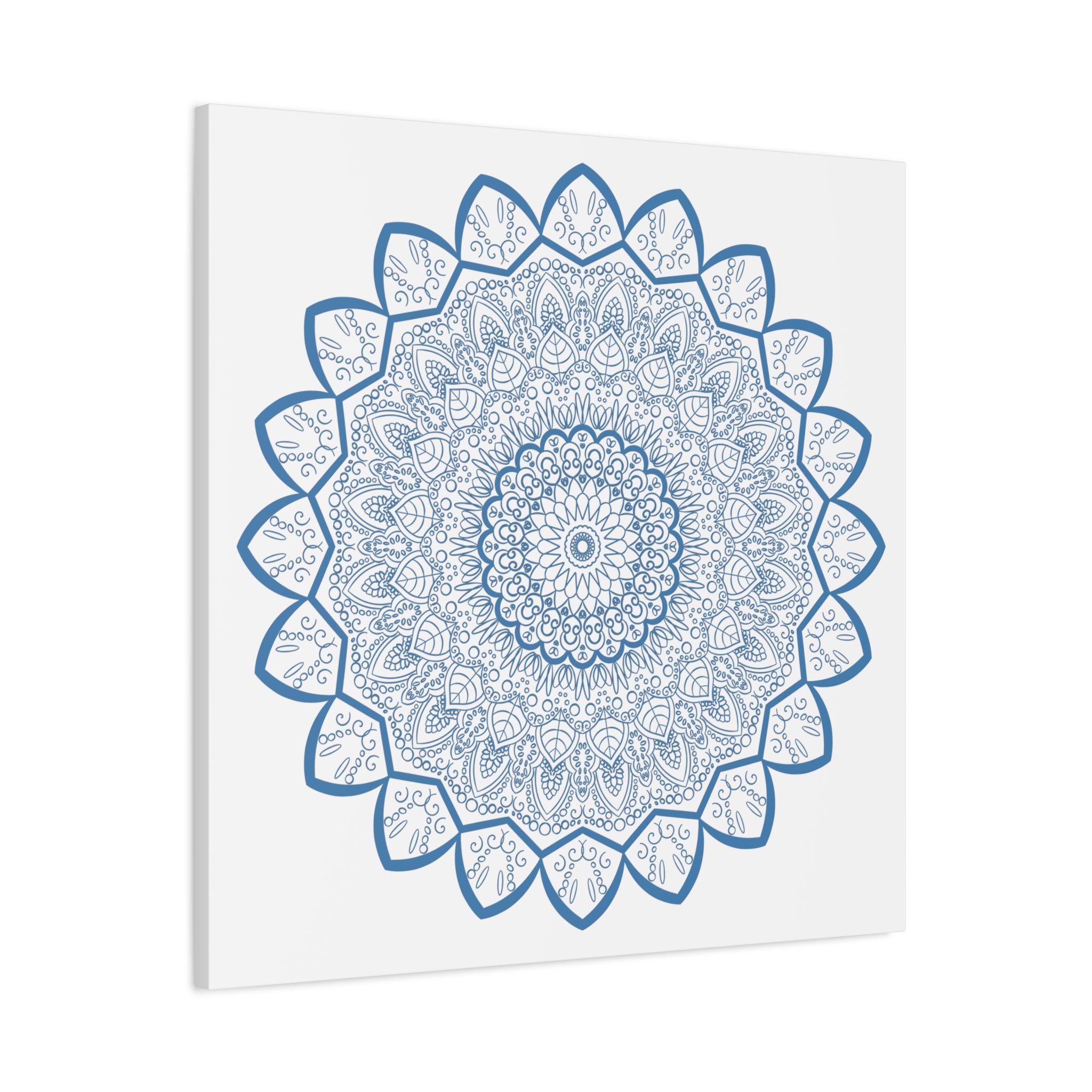 Handmade Mandala Art Steel Blue Matte Canvas Wall Art Stretched 125 Inch