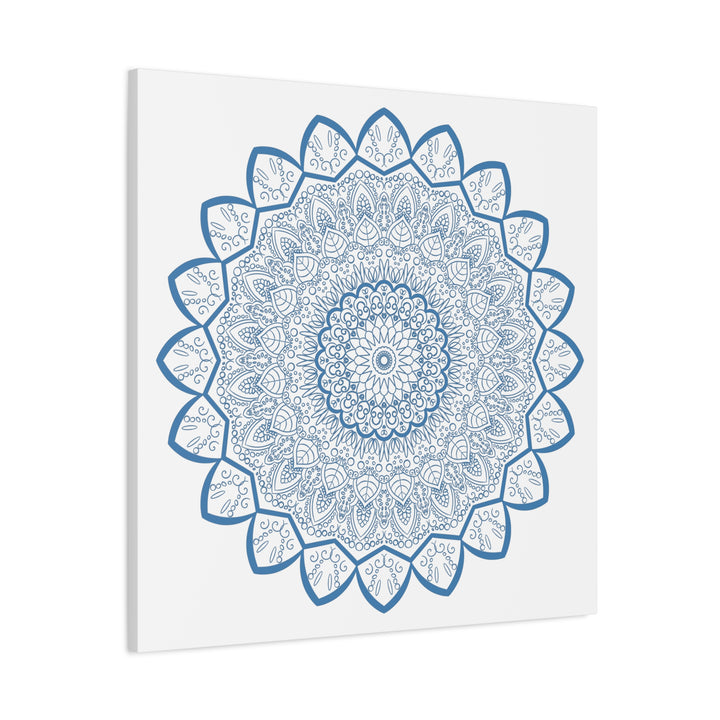 Handmade Mandala Art Steel Blue Matte Canvas Wall Art Stretched 125 Inch