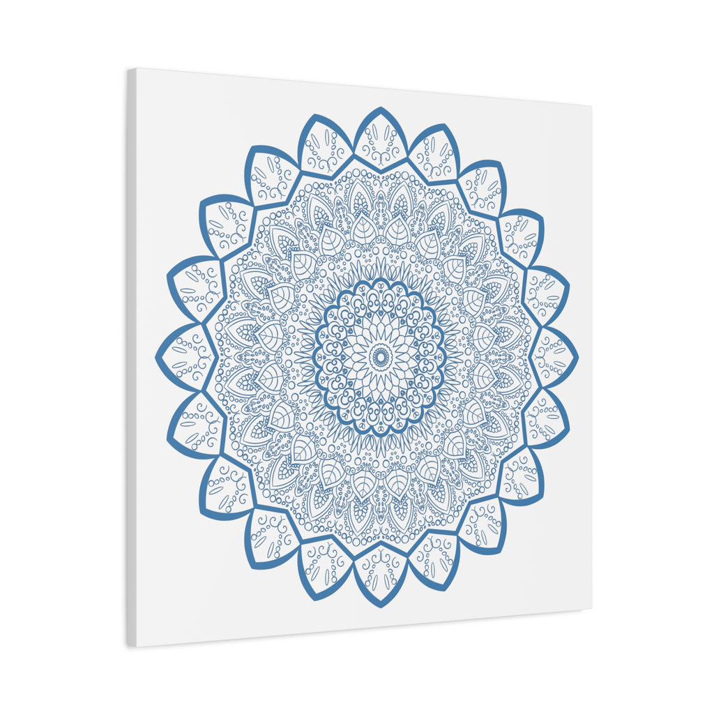 Handmade Mandala Art Steel Blue Matte Canvas Wall Art Stretched 125 Inch