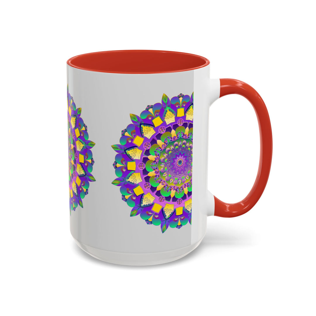 Eye-catching Mug with Intricate Purple and Yellow Mandala Design