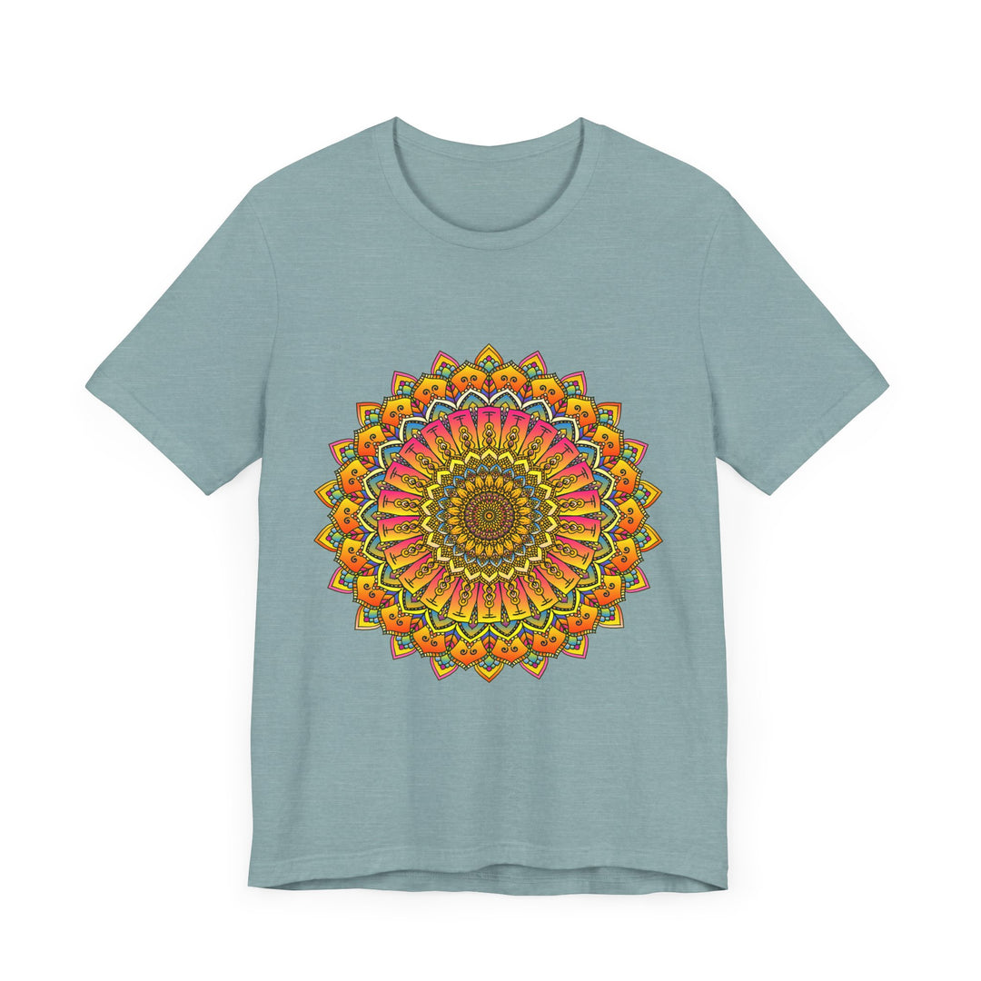 Vibrant Mandala Tee featuring colorful and intricate spiritual art design