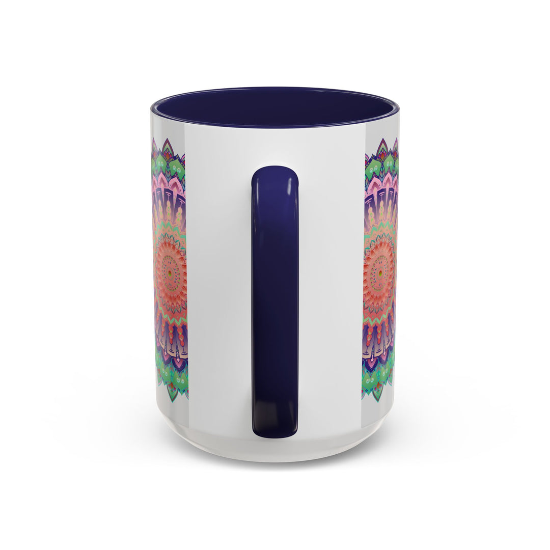 A beautiful Mandala Art Mug featuring a vibrant and intricate floral design