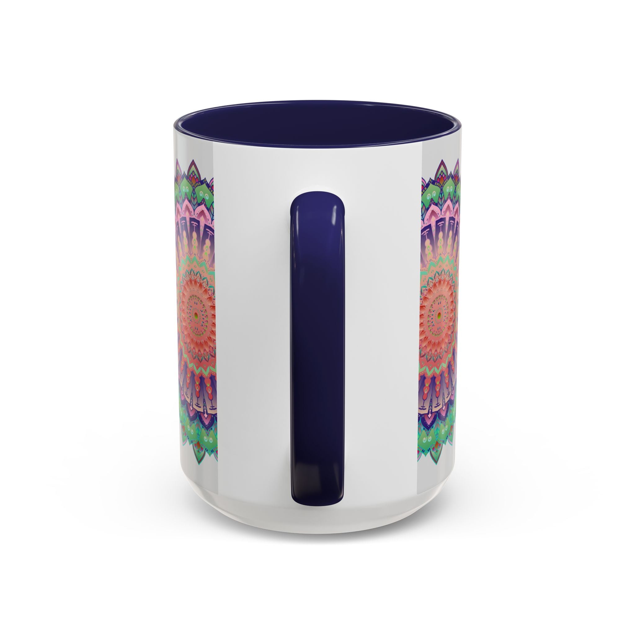 A beautiful Mandala Art Mug featuring a vibrant and intricate floral design