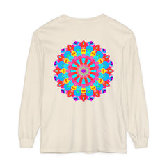 Vibrant and intricate mandala design on a unisex long sleeve t-shirt