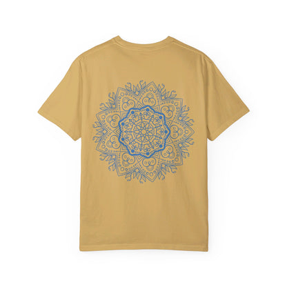 Unisex Mandala Tshirt with Handmade Design, Hand-Drawn Art, and Garment-Dyed Finish