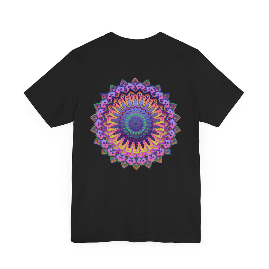 Colorful mandala design t-shirt promoting spiritual peace and harmony for a vibrant and stylish look