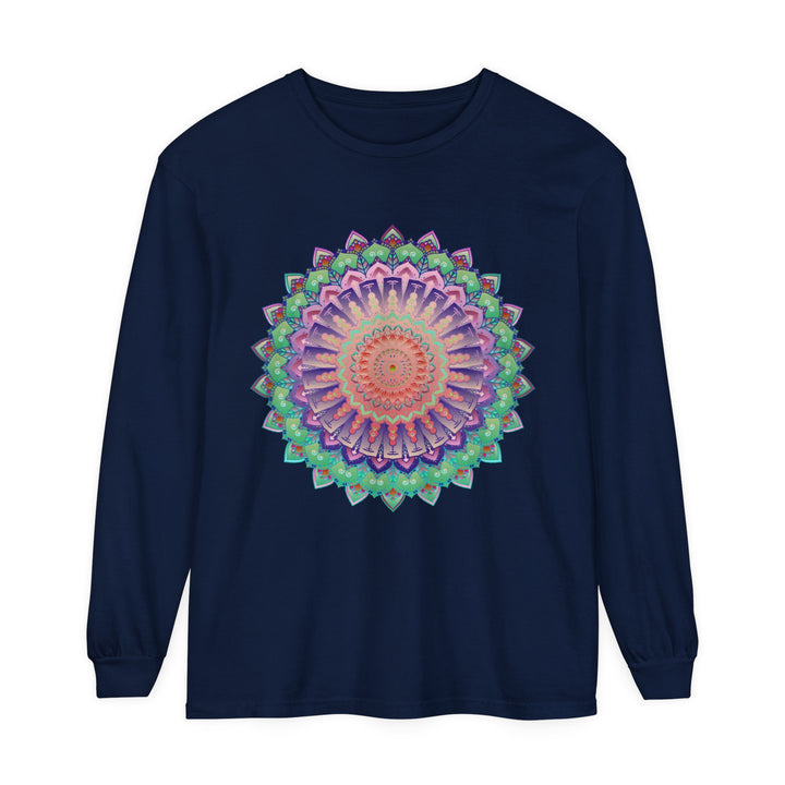 Colorful and intricate mandala design long sleeve unisex t-shirt for sale