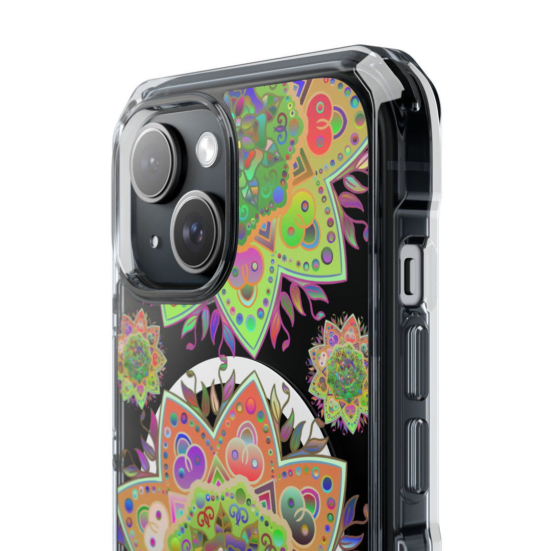 Gorgeous Mandala MagSafe®-Compatible iPhone 14/15 Impact Case with intricate design and reliable impact resistance