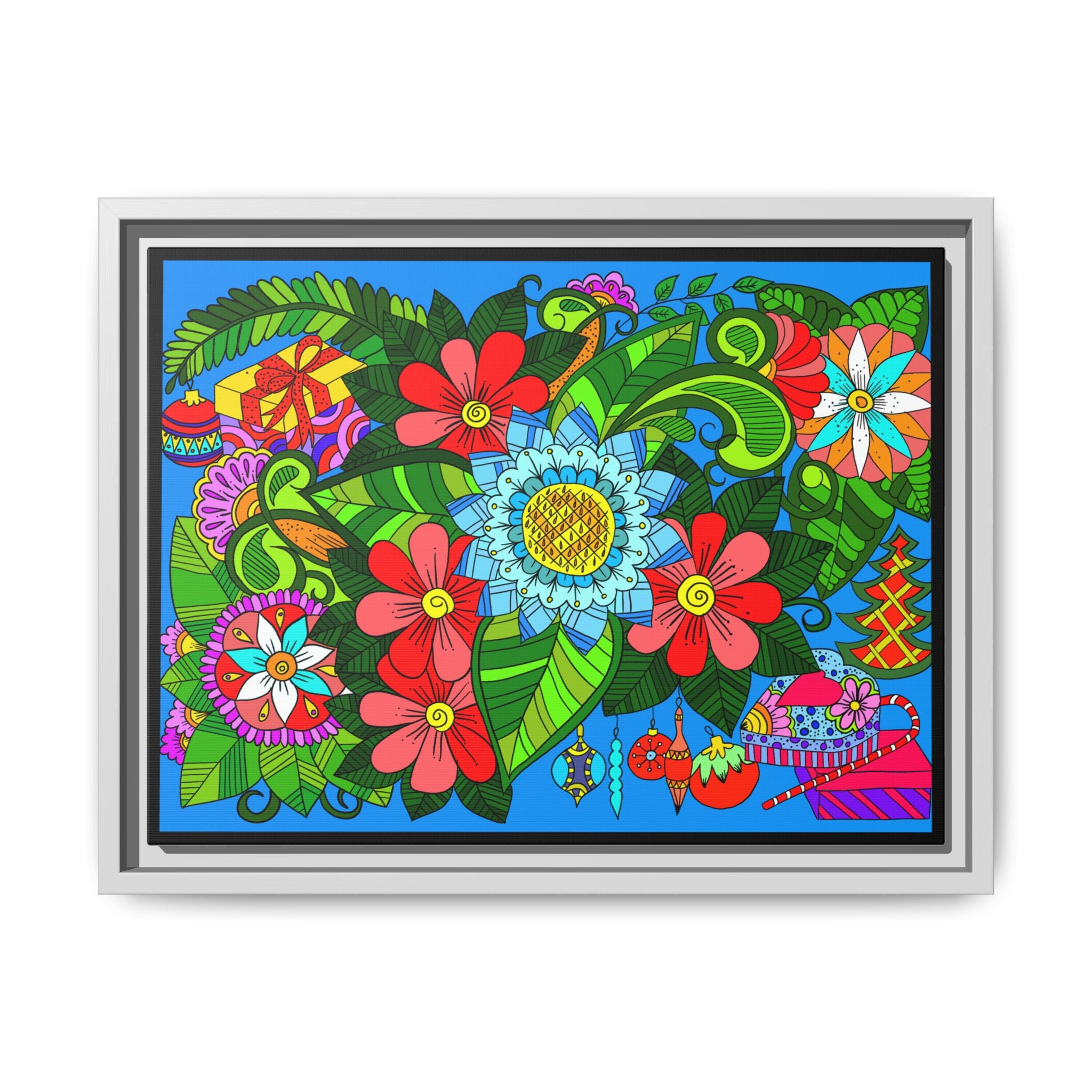 Handgefertigtes horizontales Poster mit Mandala-Design – Blumengekritzel