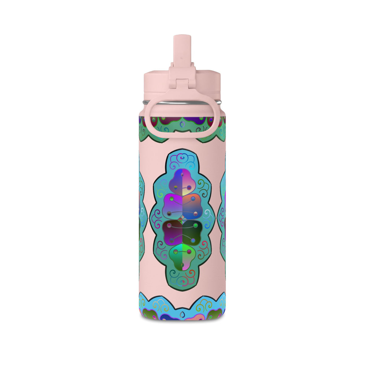 Mandala Floral 20oz Water Bottle — Colorful Boho Hydration Bottle