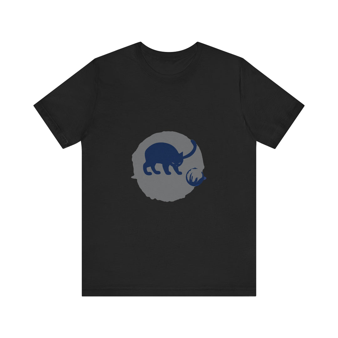 Black Cat Mystery T-Shirt - Playful Silhouette on a Dark Background