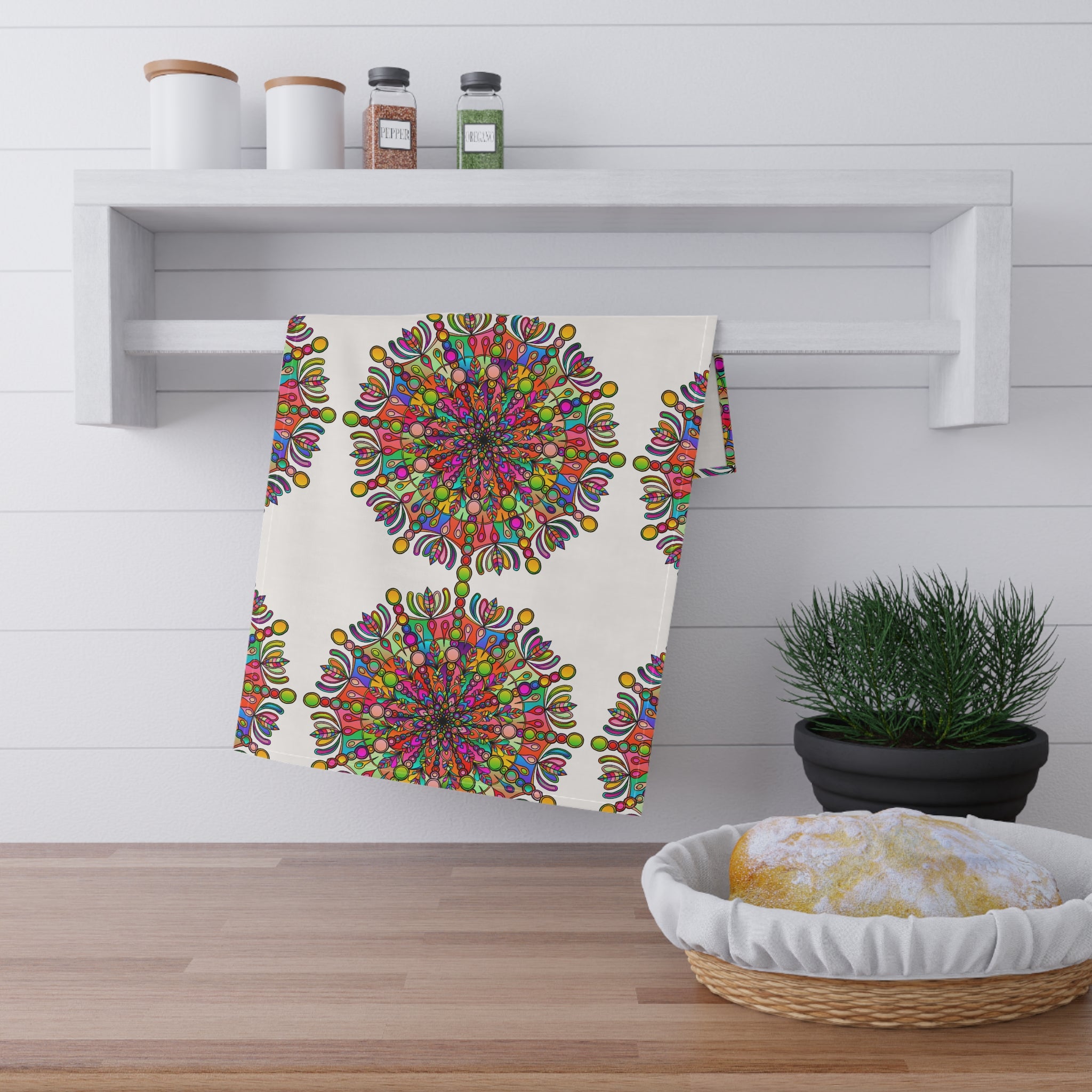 Asciugamani da cucina in cotone con mandala colorati - Decorazione da cucina boho