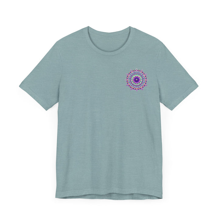 Beautiful blue Mandala Tee featuring intricate design for spiritual peace and harmony