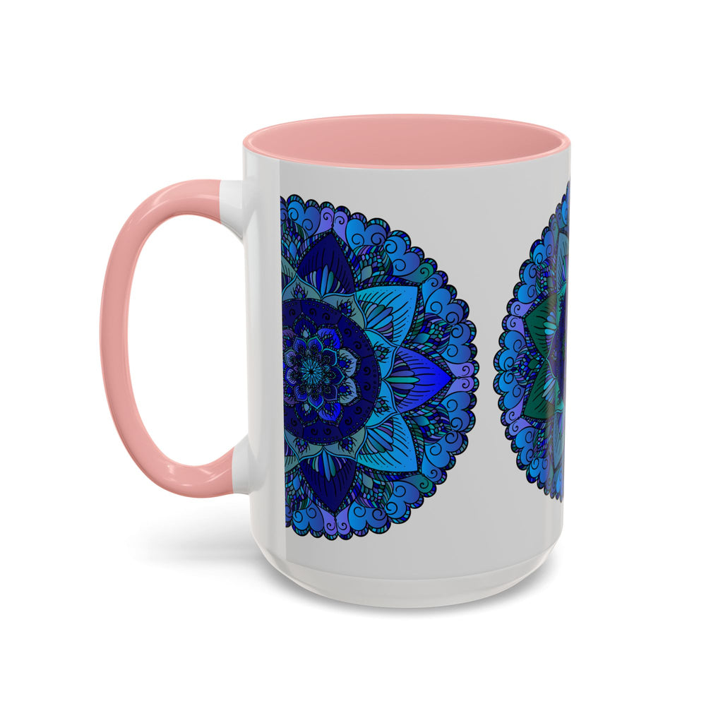 Beautiful blue and purple mandala design mug, perfect for bohemian art lovers