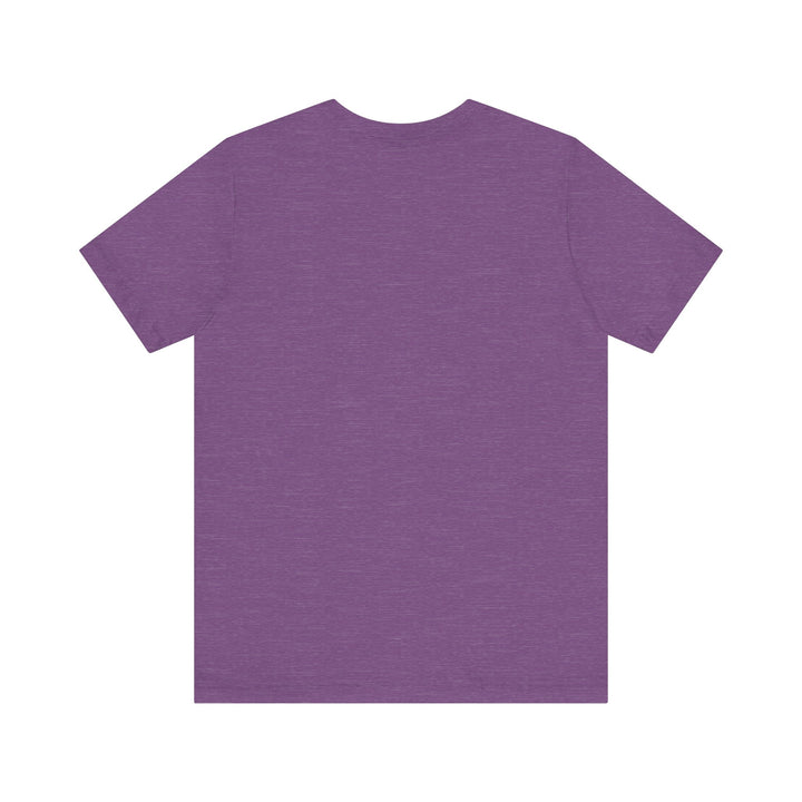 Vibrant and abstract purple cat mystery t-shirt, perfect for feline lovers