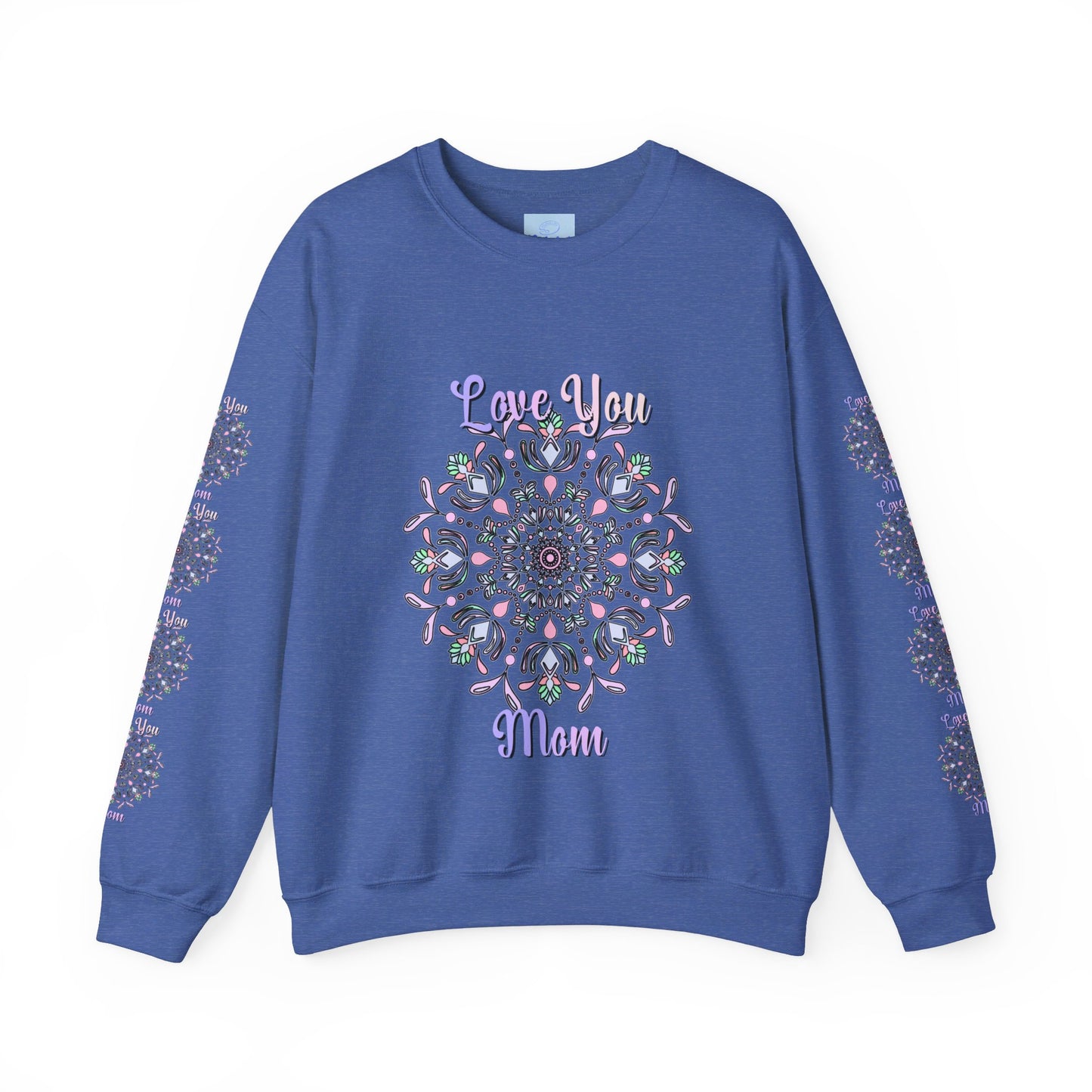 Cozy and stylish unisex crewneck sweatshirt with 'Love You Mom' design, ideal for gifting to your mother on her birthday