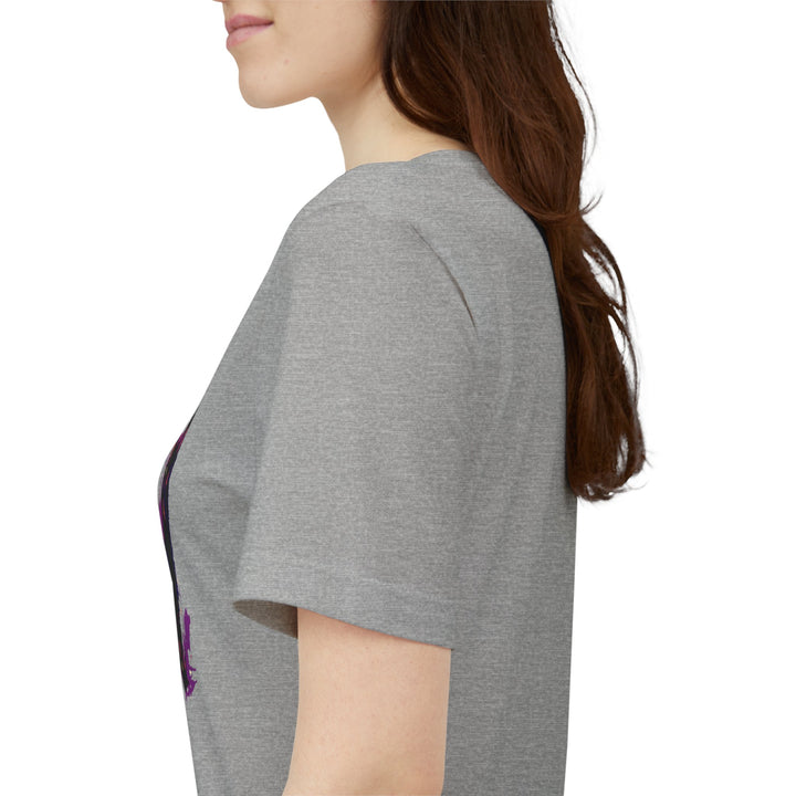 Schwarzes Katzenrätsel – Lila Farbspritzer-T-Shirt