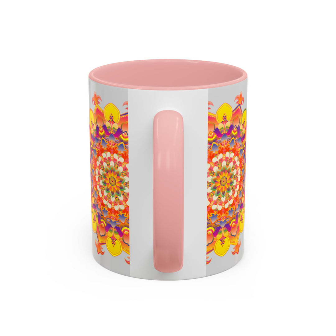 Beautiful, vibrant mandala mug featuring intricate and colorful art design