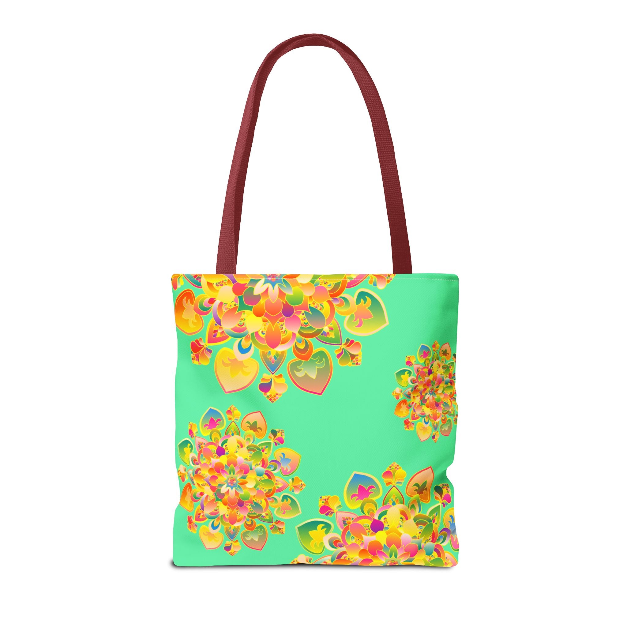 Floral Mandala Tote Bag — Bright Tropical Green All-Over Print