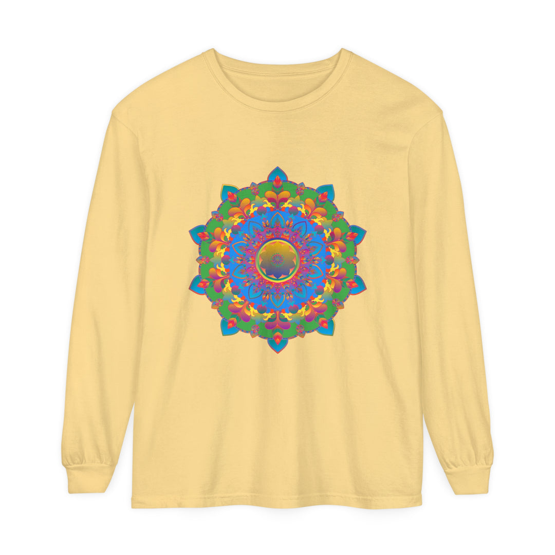 Colorful and detailed mandala design long sleeve t-shirt for women