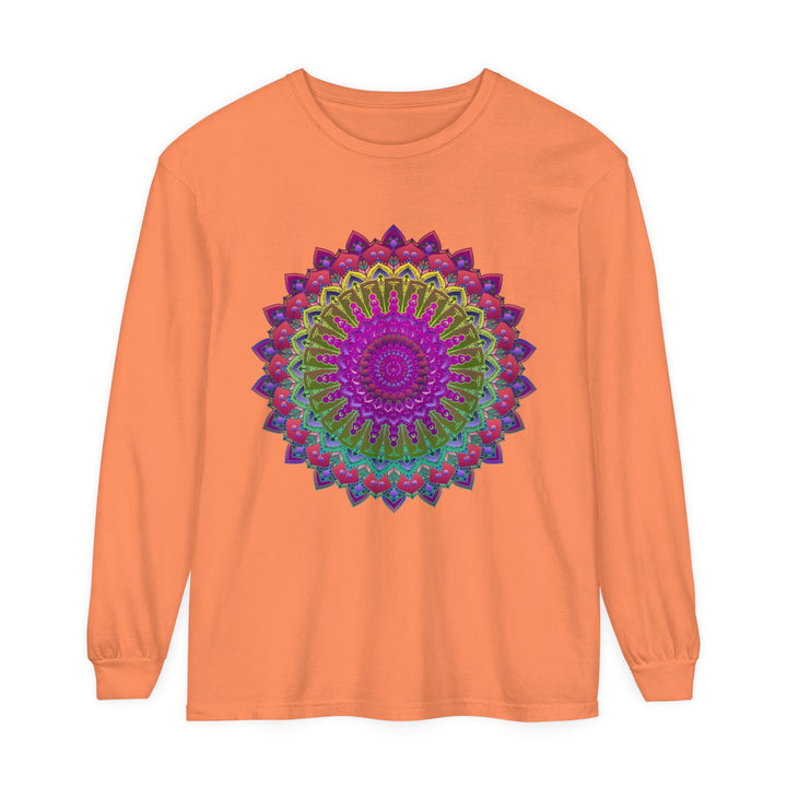 Vibrant Mandala Unisex Long Sleeve T-Shirt with Intricate and Colorful Design