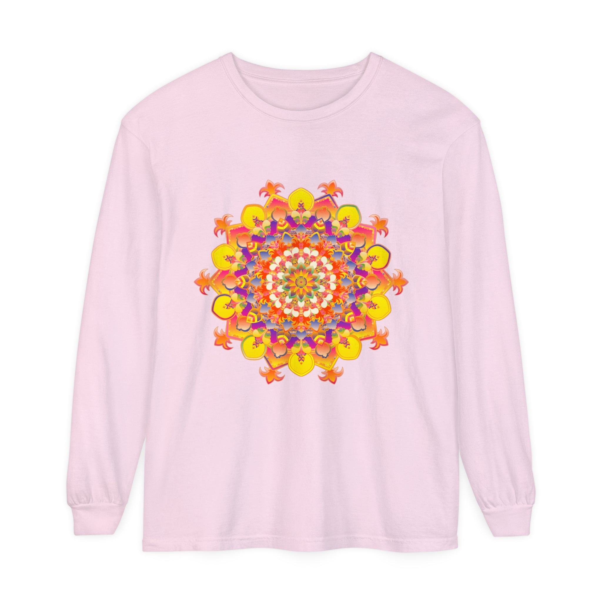 Colorful and intricate mandala design long sleeve unisex t-shirt for vibrant style