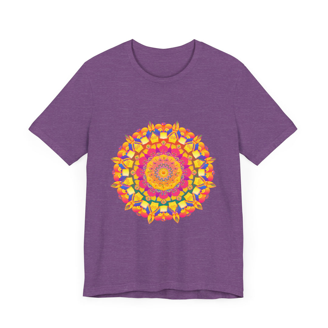 Colorful Mandala Tee - Intricate Pattern: Eye-catching, vibrant t-shirt with detailed mandala design in various colors