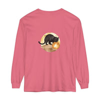 Black Cat & Moon Night Sky T-Shirt: A stylish black t-shirt with a design of a cat sitting on a branch with a full moon in the background, creating a mysterious and enchanting night sky scene