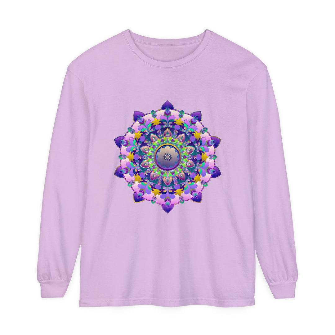 Colorful and intricate mandala design on unisex long sleeve t-shirt