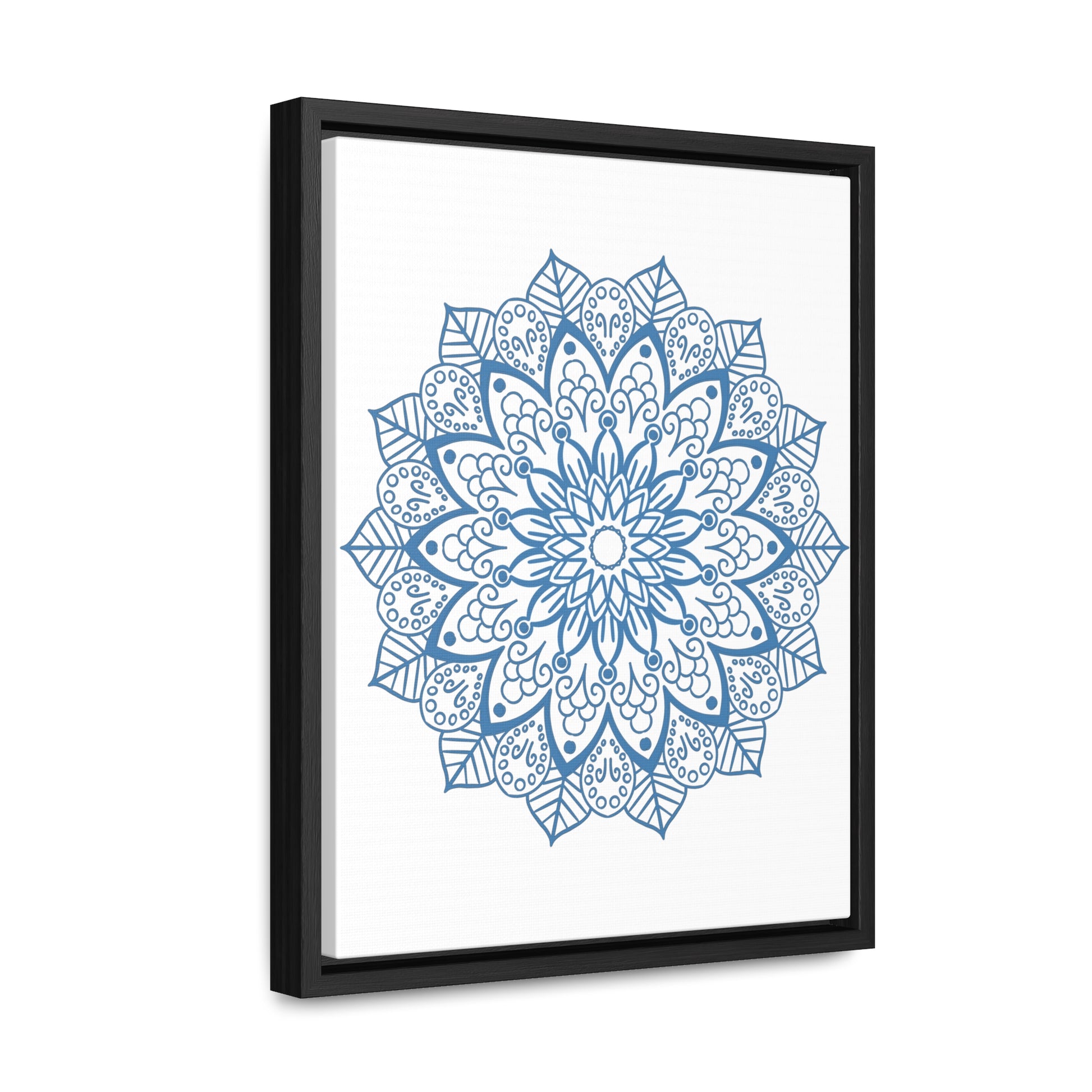 Beautiful steel blue mandala design wall art on gallery canvas wraps