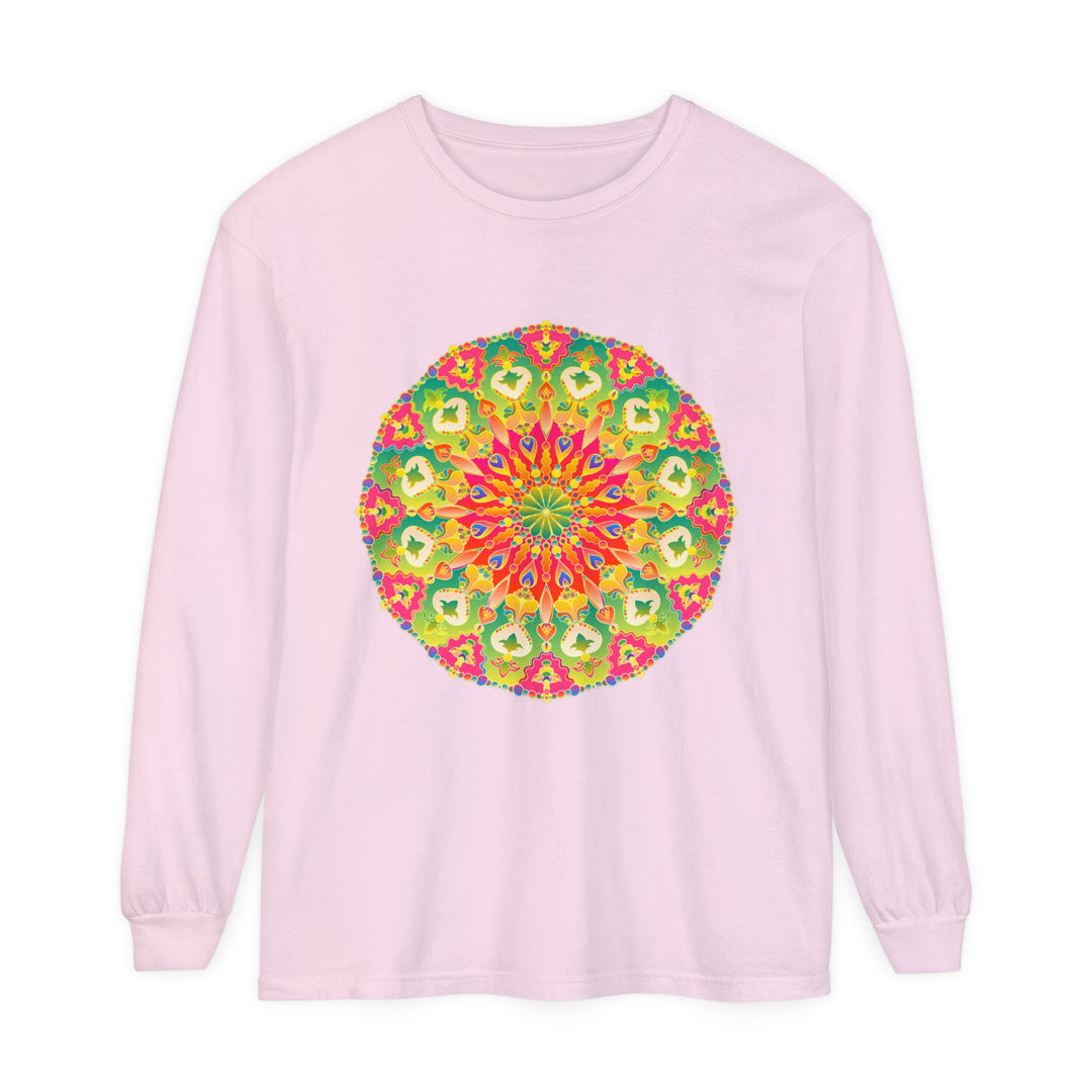 Intricate Mandala Long Sleeve T-Shirt featuring vibrant and colorful art design