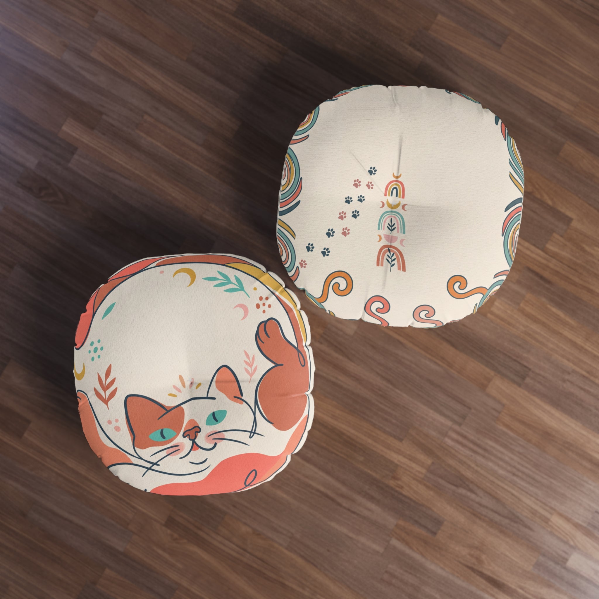 Boho Cat Floor Pillow — Cute Cat Cushion