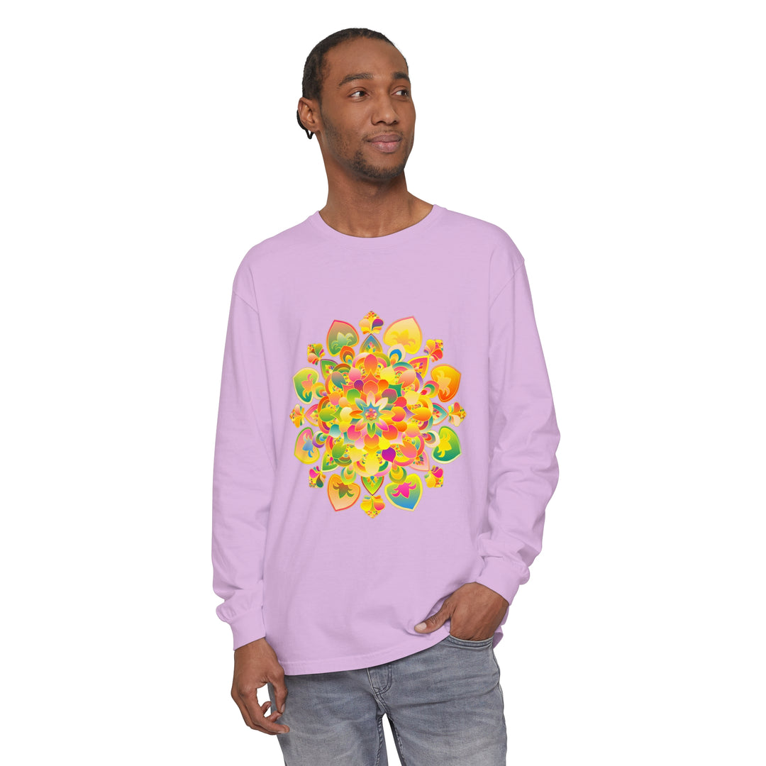 Eye-catching mandala print on a psychedelic long sleeve t-shirt