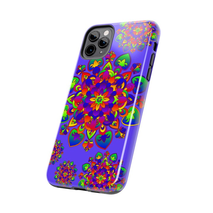 Colorful hand-drawn mandala rainbow design phone case for stylish protection