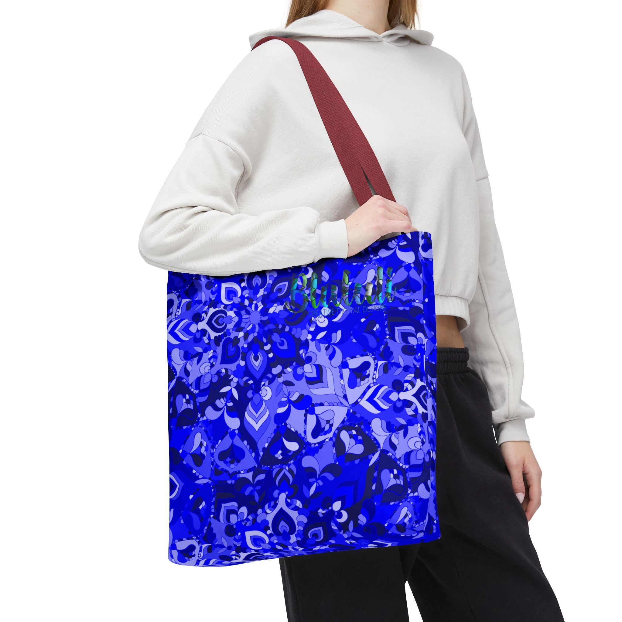 Borsa tote con design mandala blu per un uso quotidiano elegante