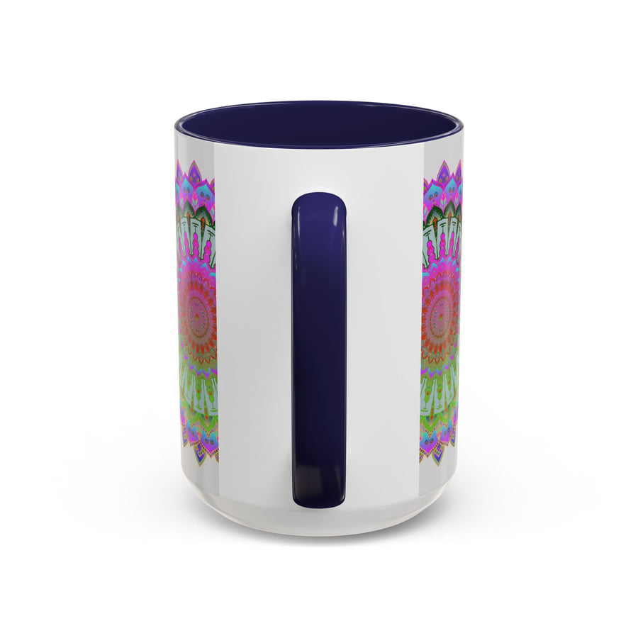 Intricately designed mandala art mug with colorful and vibrant design