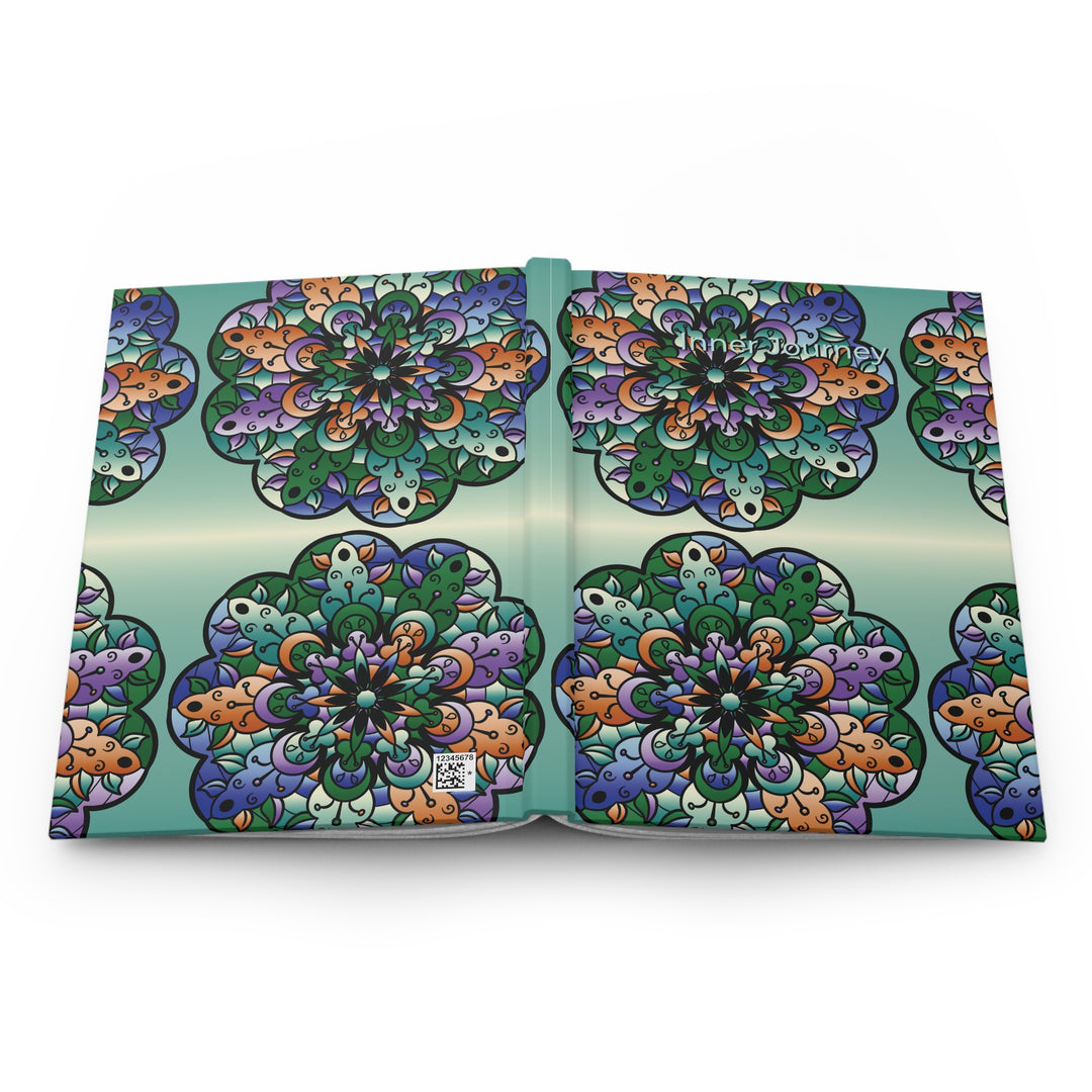 Floral Mandala Hardcover Journal — Matte Teal Patterned Notebook for Writing & Gift