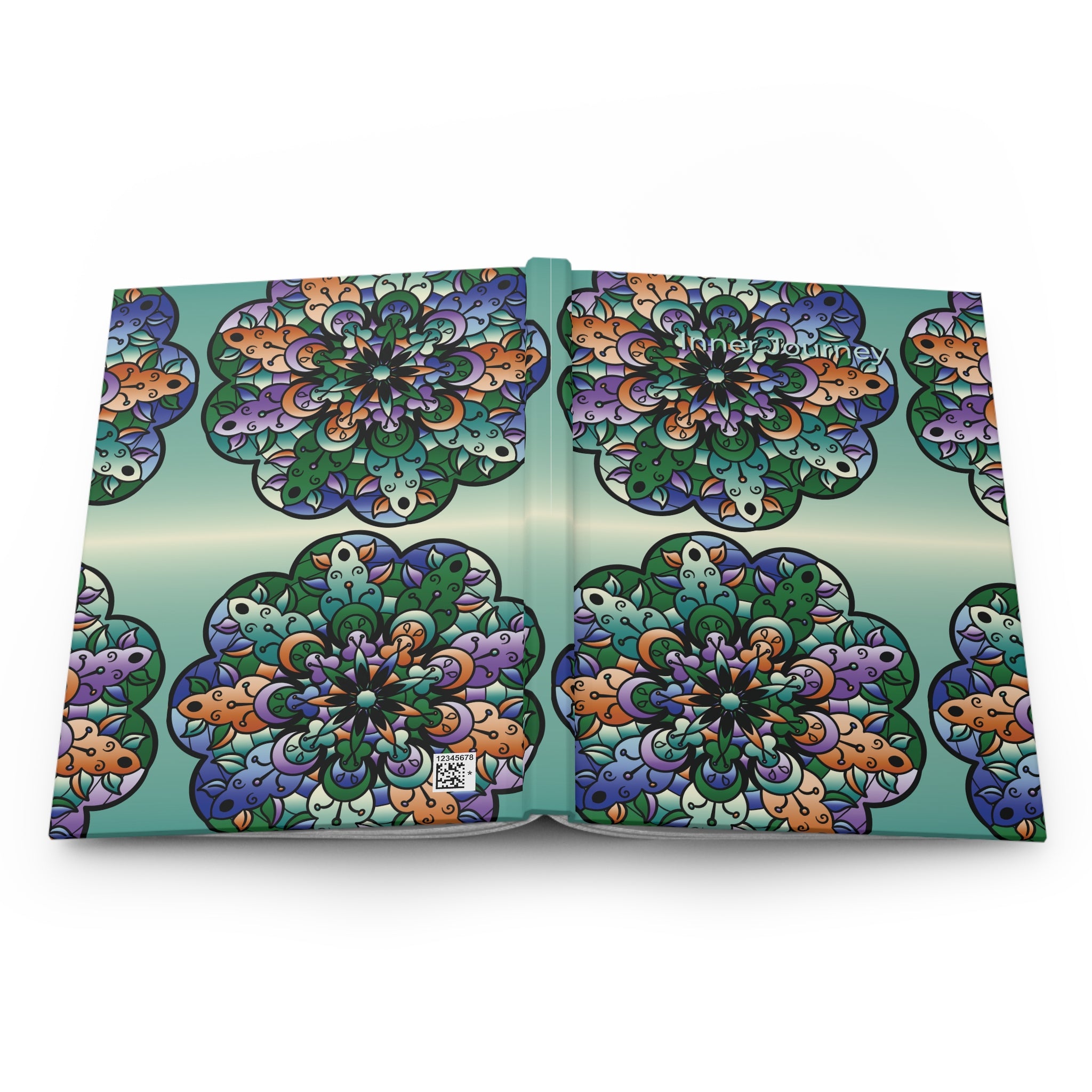 Diario con copertina rigida e motivo mandala floreale — Quaderno con motivo verde acqua opaco per scrivere e come regalo