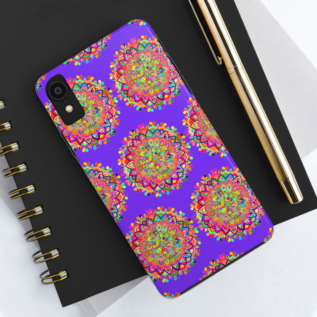 Hand-drawn purple mandala art phone case for iPhone X, XS