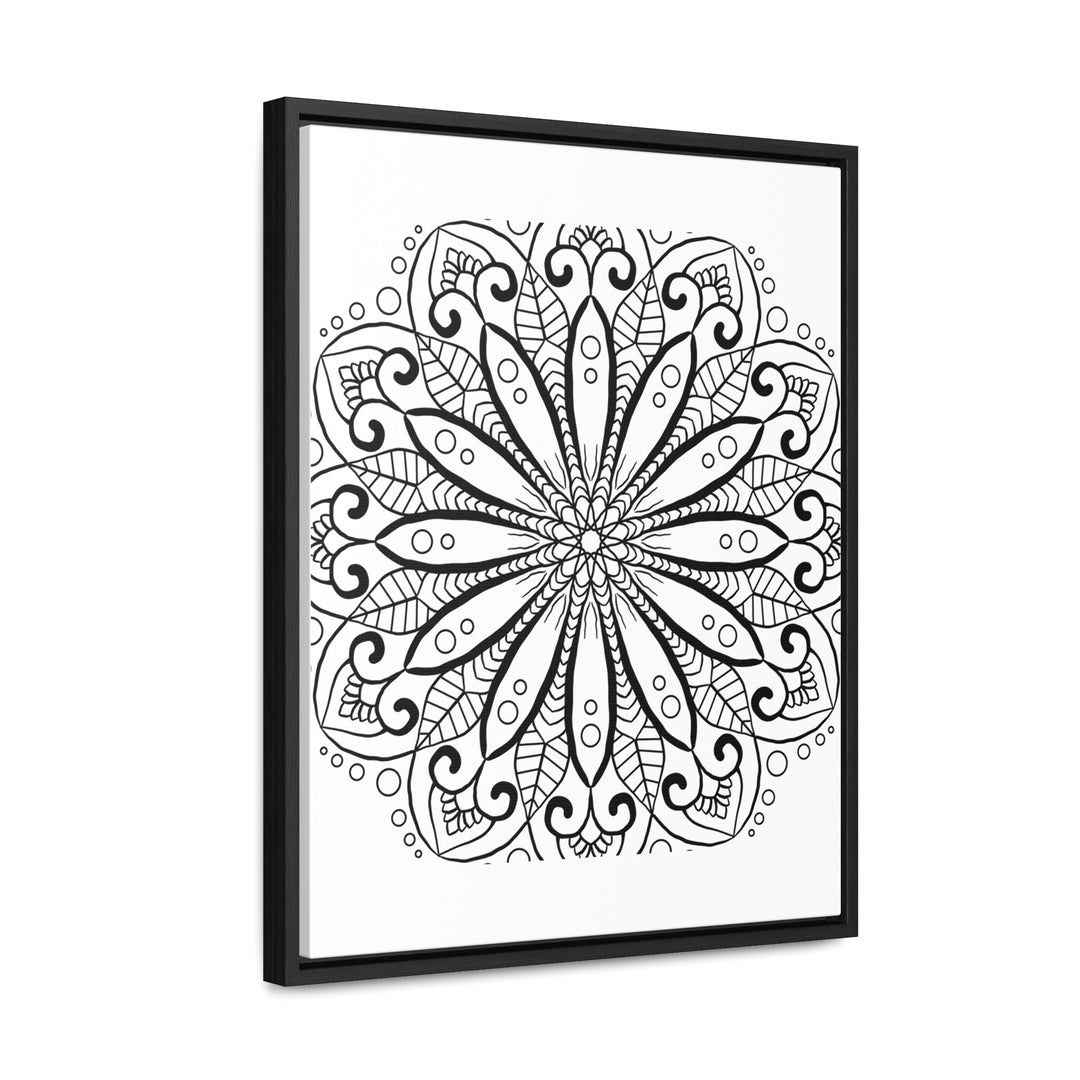 Gallery canvas wrap featuring handmade black and white mandala art