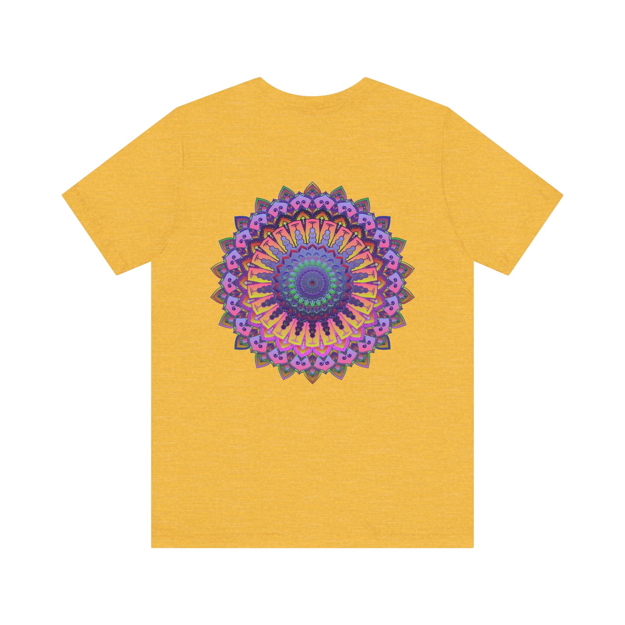 Vibrant Mandala T-Shirt featuring a colorful, intricate design symbolizing spiritual peace and harmony, perfect for adding positivity to your wardrobe