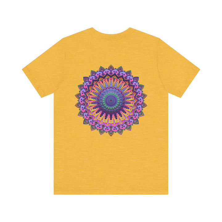 Vibrant Mandala T-Shirt featuring a colorful, intricate design symbolizing spiritual peace and harmony, perfect for adding positivity to your wardrobe