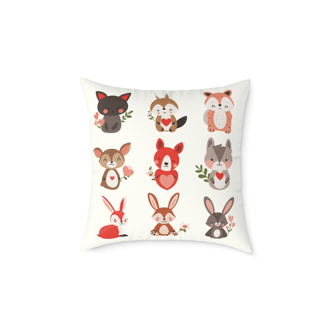 Whimsical Animal Print Pillow, Cozy Home Décor, Gift for Animal Lovers, Nursery Accent, Cute Throw Pillow, Seasonal Decoration