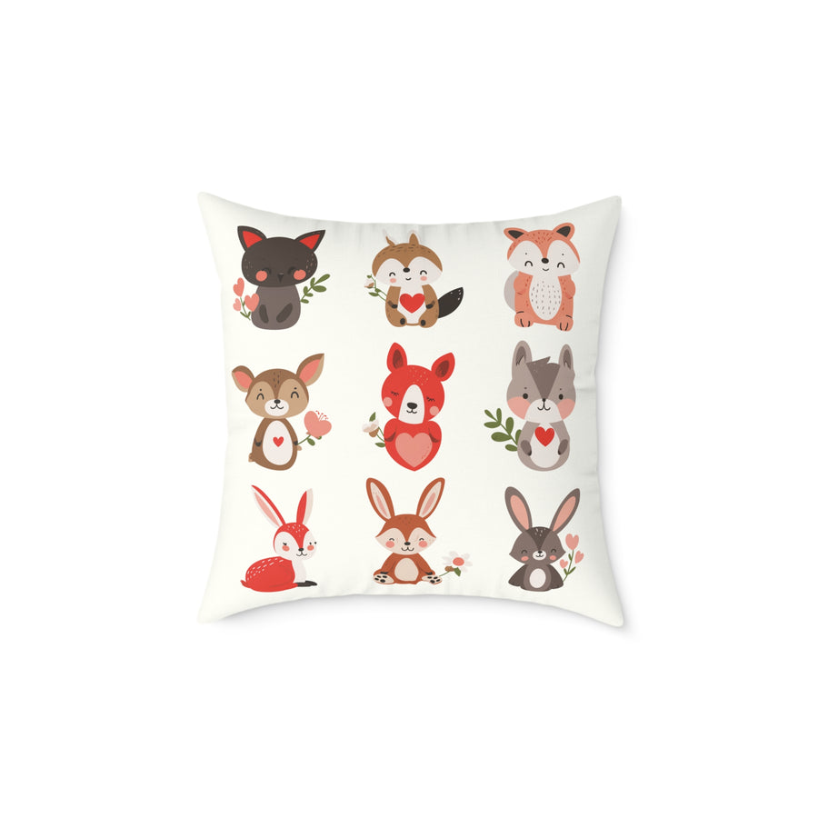 Whimsical Animal Print Pillow, Cozy Home Décor, Gift for Animal Lovers, Nursery Accent, Cute Throw Pillow, Seasonal Decoration