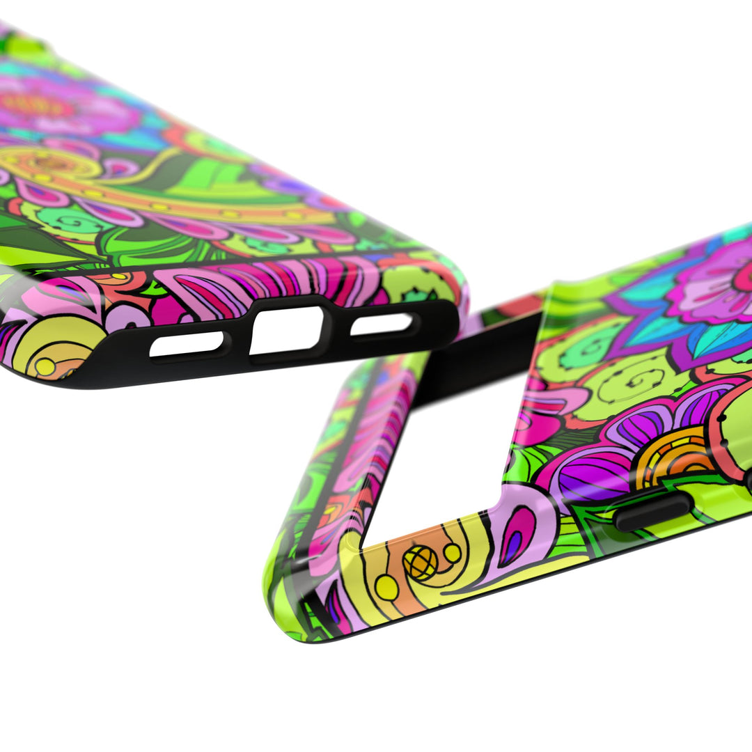 Floral Fantasy iPhone and Google Pixel Case in Bright Green Palette