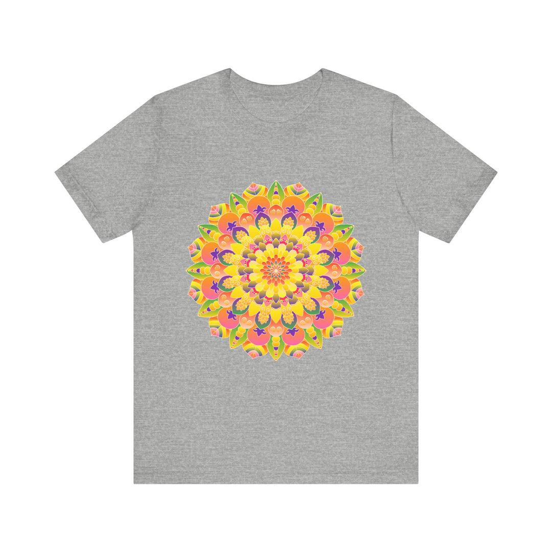 Vibrant Mandala Tee featuring a unique spiritual art design in colorful hues