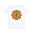 A colorful mandala design tee depicting spiritual peace and harmony