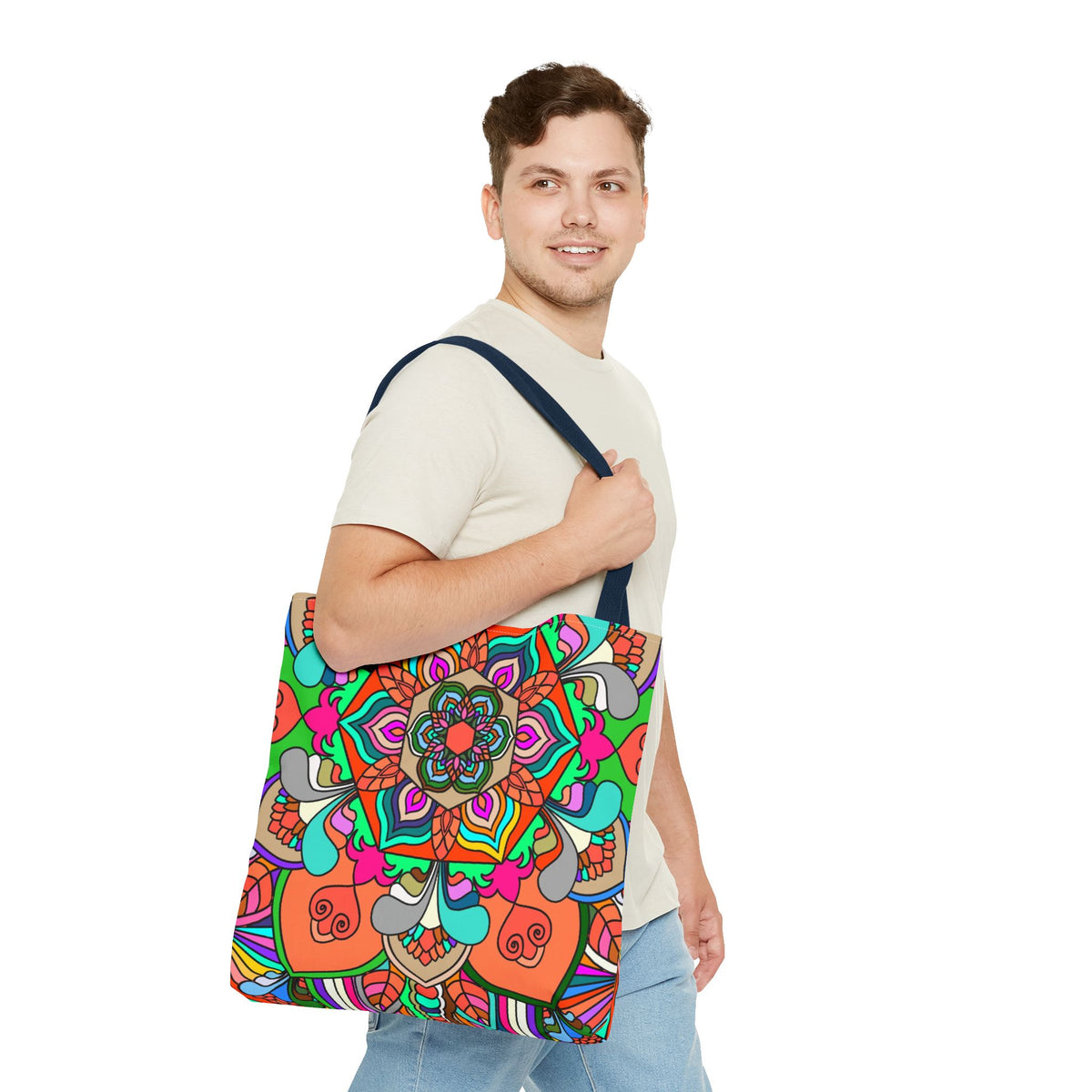 Colorful Mandala Tote Bag — Vibrant Boho All-Over Print Beach & Market Tote