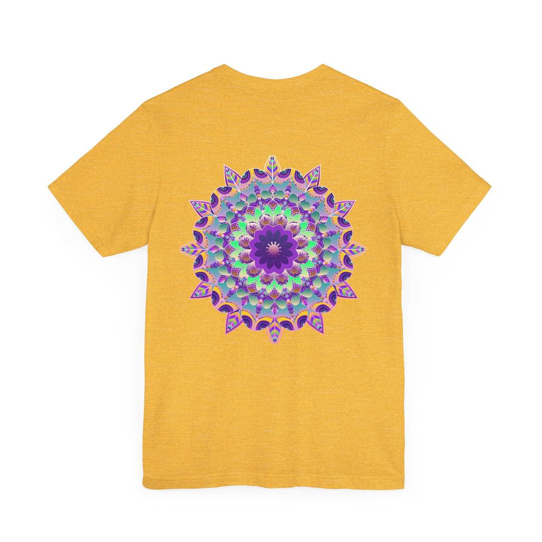 Colorful mandala tee featuring intricate design for spiritual peace & harmony